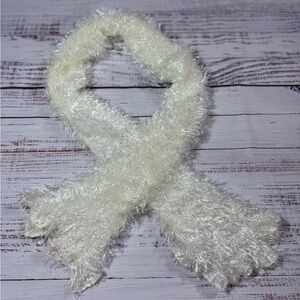 Cozy Shimmery White Eyelash Scarf